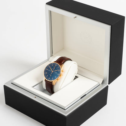 Chronograph -Blue Yellow - Brown Leather- Quartz -41mm